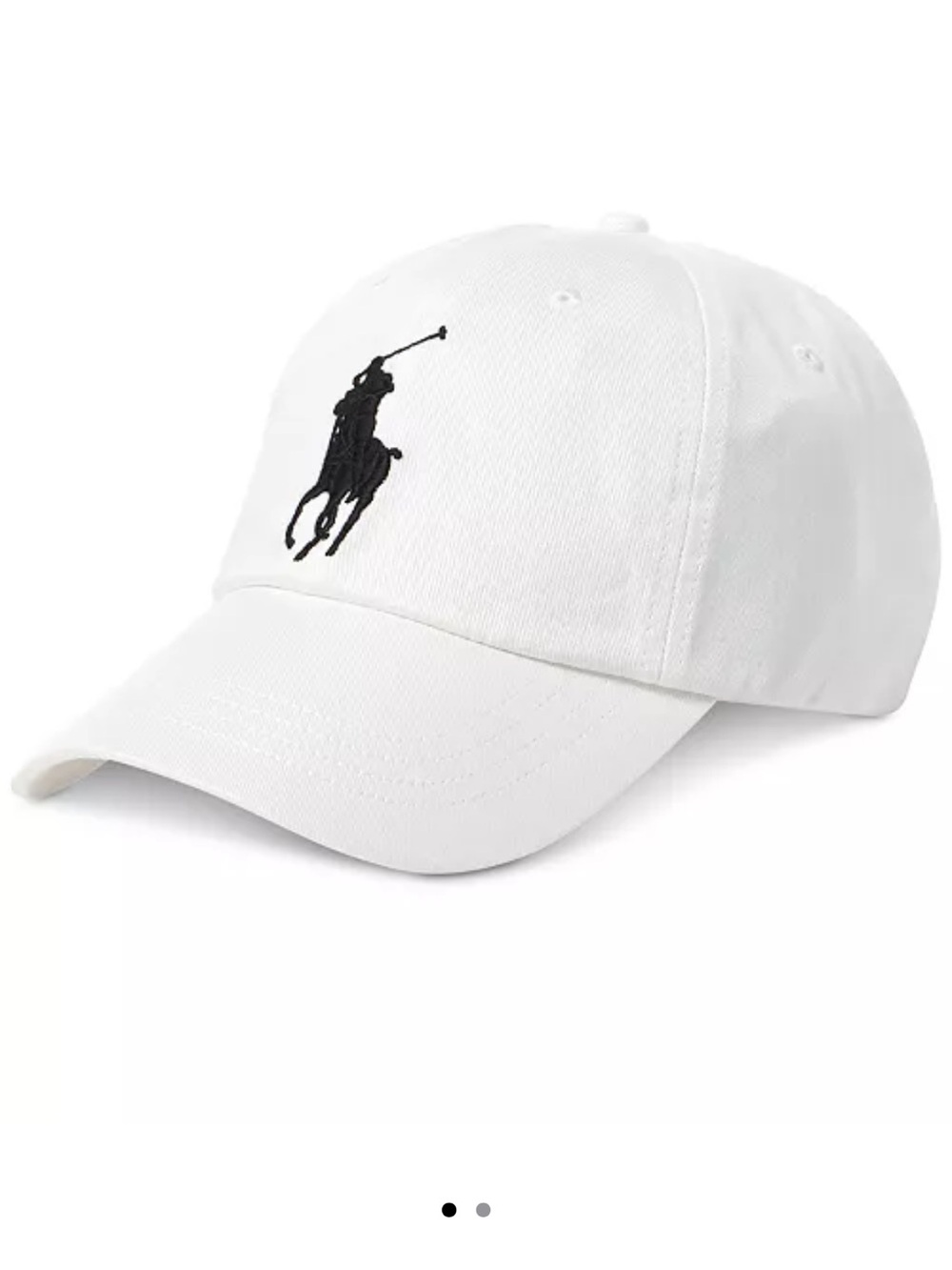 Ralph Lauren White Baseball Cap with Navy Polo Player Embroidery
